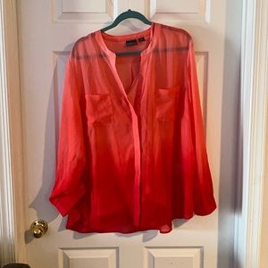 🌈2/$25!! Sheer ombré buttonup with tank Sz 3x ☀️